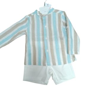 CONJUNTO RAYAS AZUL Y BEIGE NIÑO