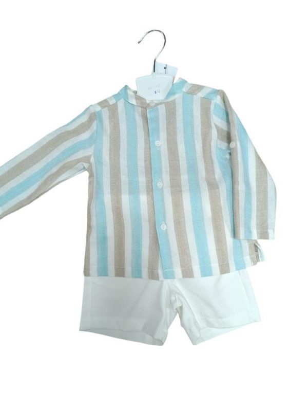 CONJUNTO RAYAS AZUL Y BEIGE NIÑO